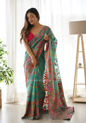 Exquisite Kashmiri Weaving Banarasi Soft Silk Colorful Saree Colorful Saree