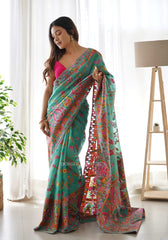 Exquisite Kashmiri Weaving Banarasi Soft Silk Colorful Saree Colorful Saree