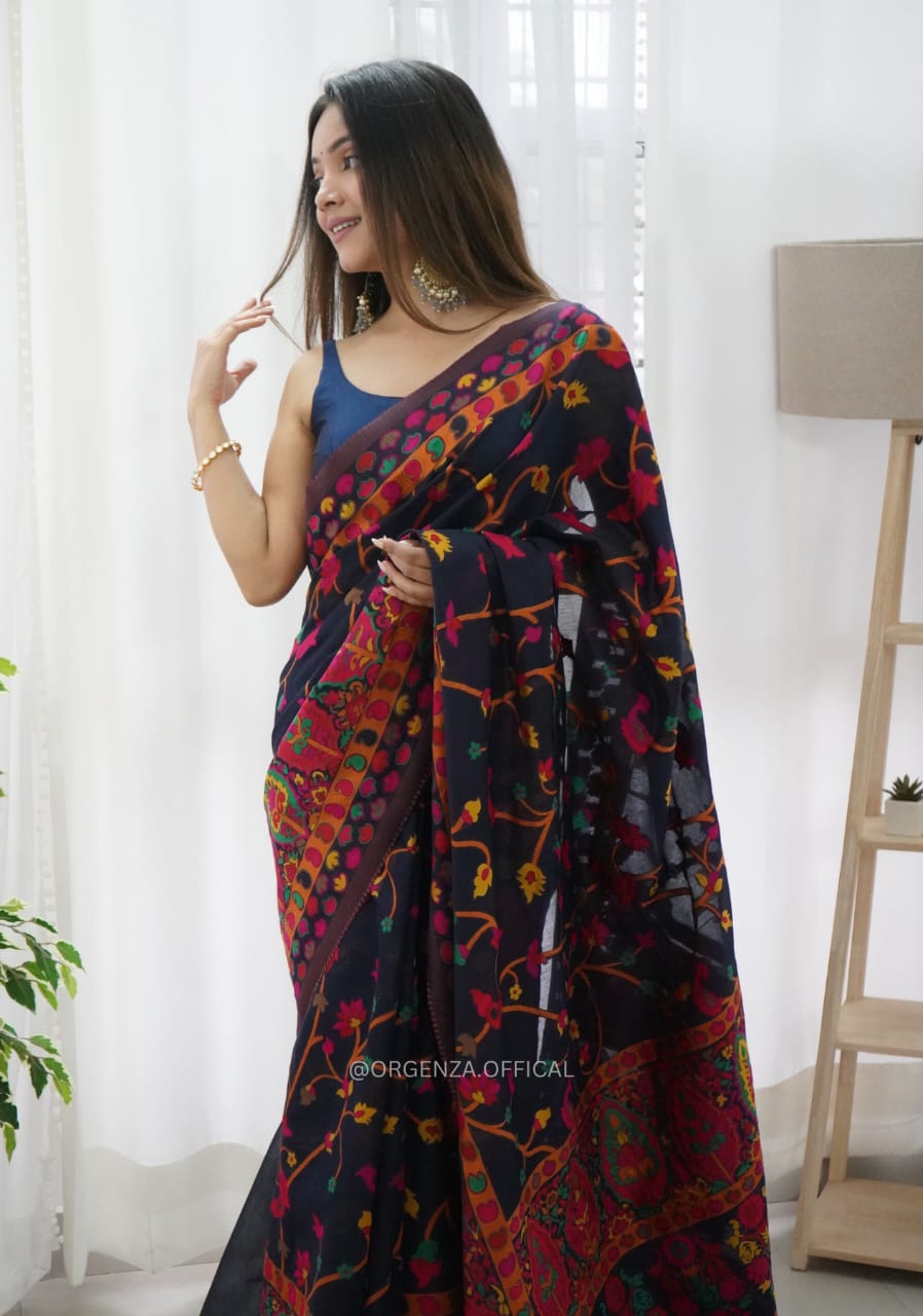 Exquisite Kashmiri Weaving Banarasi Soft Silk Colorful Saree Colorful Saree