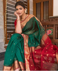 Banarasi Soft Silk Green Saree with Blouse Piece Colorful Saree