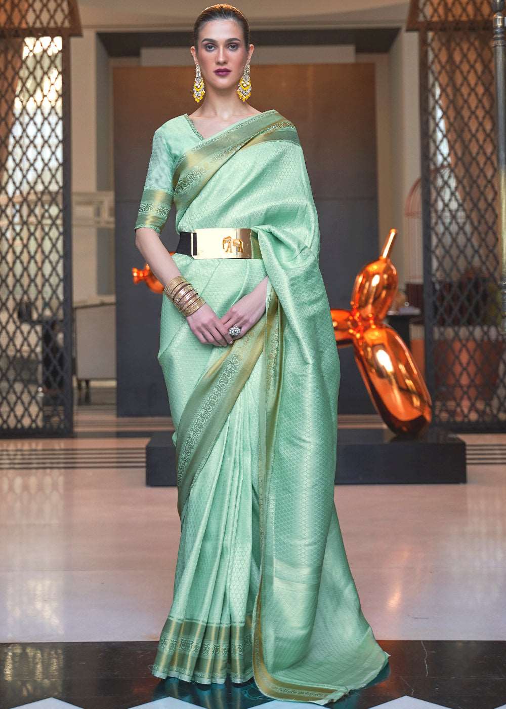 Aquamarine Green Woven Soft Silk Saree - Colorful Saree