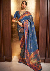 Azure Blue Handloom Woven Banarasi Silk Saree - Colorful Saree