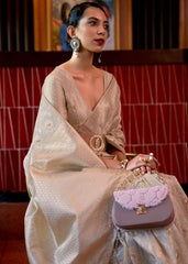 Beige Brown Woven Tussar Silk Saree - Colorful Saree