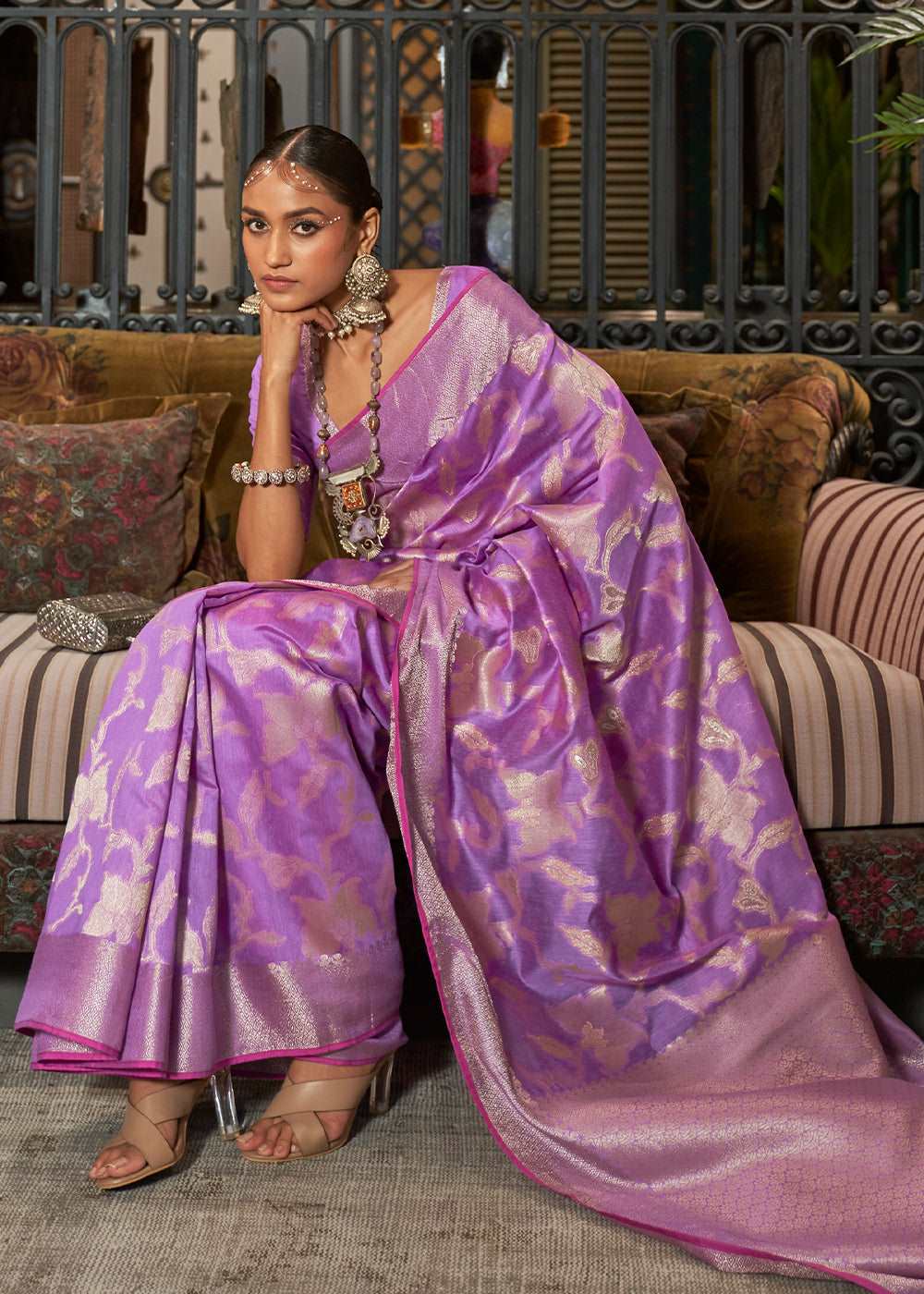 Amethyst Purple Handloom Woven Designer Silk Saree - Colorful Saree