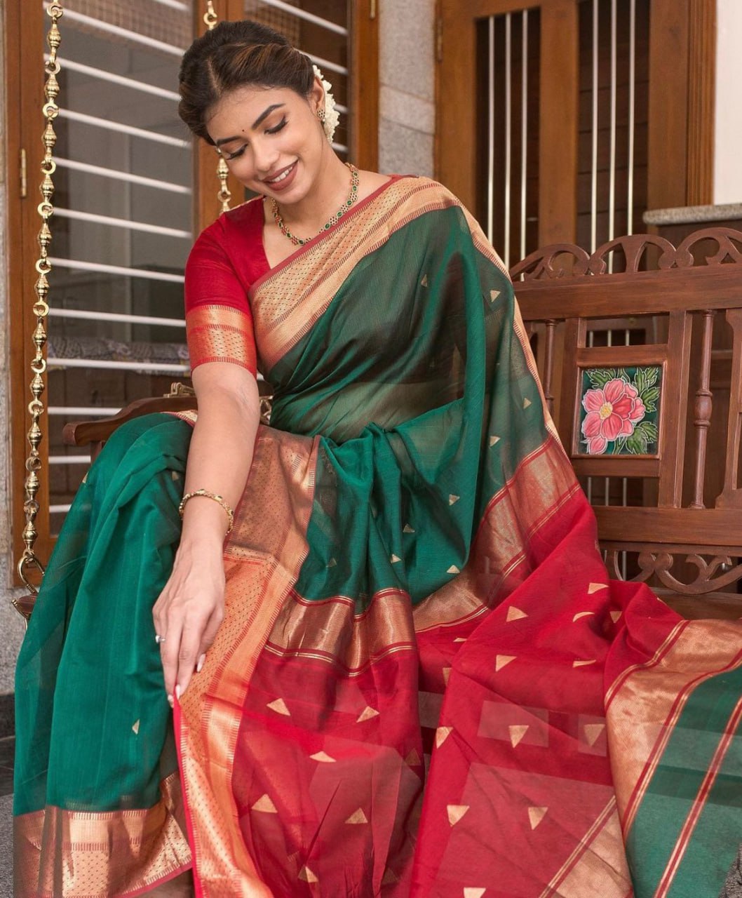 Banarasi Soft Silk Green Saree with Blouse Piece Colorful Saree