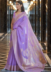 Amethyst Purple Zari Woven Linen Silk Saree - Colorful Saree