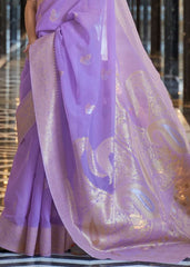 Amethyst Purple Zari Woven Linen Silk Saree - Colorful Saree