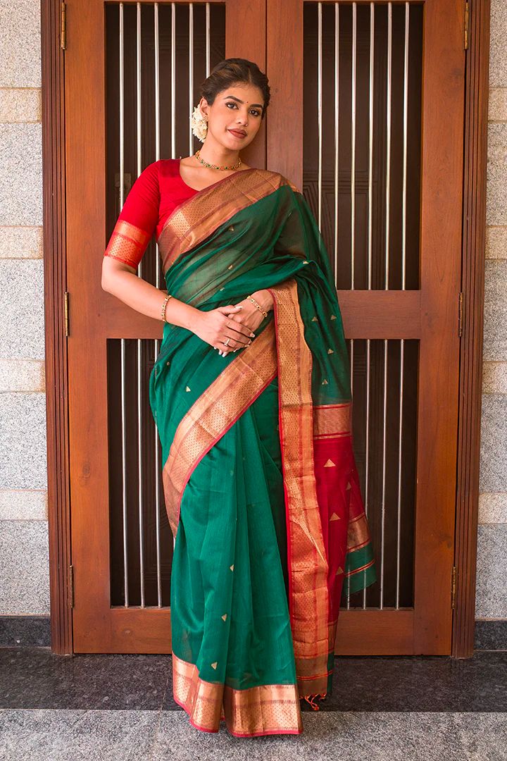 Banarasi Soft Silk Green Saree with Blouse Piece Colorful Saree