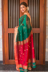 Banarasi Soft Silk Green Saree with Blouse Piece Colorful Saree