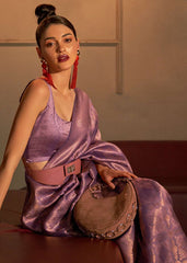 Amethyst Purple Two Tone Handloom Weaving Kanjivaram Silk Saree : Top Pick - Colorful Saree