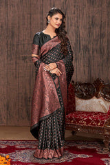 Black Color Banarasi Silk Zari Work Saree - Colorful Saree