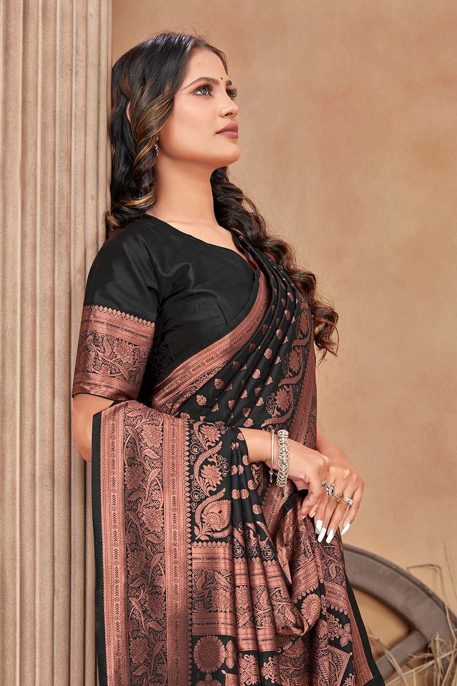 Black Color Banarasi Silk Zari Work Saree - Colorful Saree