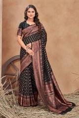 Black Color Banarasi Silk Zari Work Saree - Colorful Saree