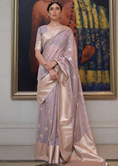 African Purple Banarasi-Chanderi Fusion Woven Silk Saree - Colorful Saree