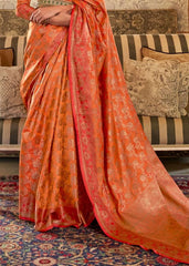 Amber Orange Woven Banarasi Tussar Silk Saree - Colorful Saree