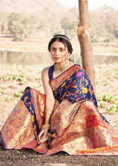 Amiable Blue Pashmina saree With Snazzy Blouse Piece - Colorful Saree