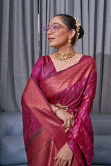 Angelic Dark Pink Soft Silk Saree With Super classy Blouse Piece - Colorful Saree