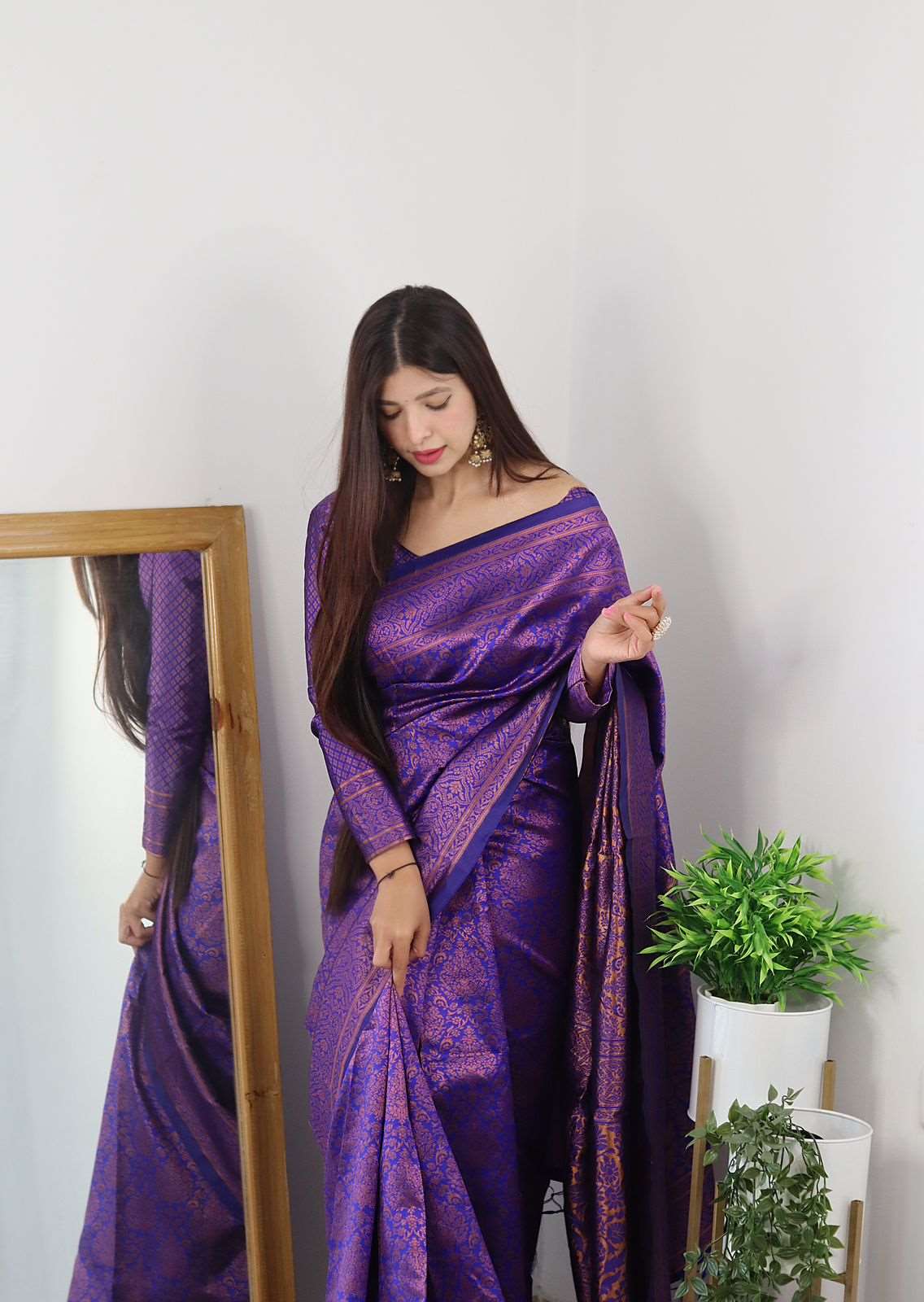 Angelic Royal Blue Soft Banarasi Silk Saree With Lovely Blouse Piece - Colorful Saree