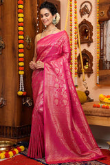 Bewitching Pink Soft Silk Saree With Divine Blouse Piece - Colorful Saree