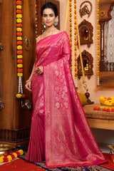 Bewitching Pink Soft Silk Saree With Divine Blouse Piece - Colorful Saree