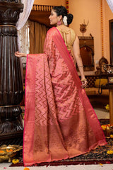 Beauteous Pink Soft Banarasi Silk Saree With Divine Blouse Piece - Colorful Saree