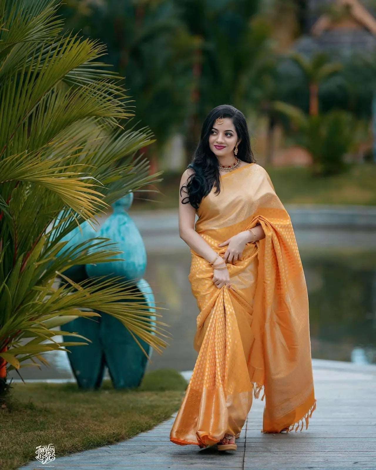 Beleaguer Yellow Soft Banarasi Silk Saree With Breathtaking Blouse Piece - Colorful Saree