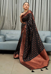 Black Silk Saree in Banarasi - Colorful Saree