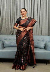 Black Silk Saree in Banarasi - Colorful Saree