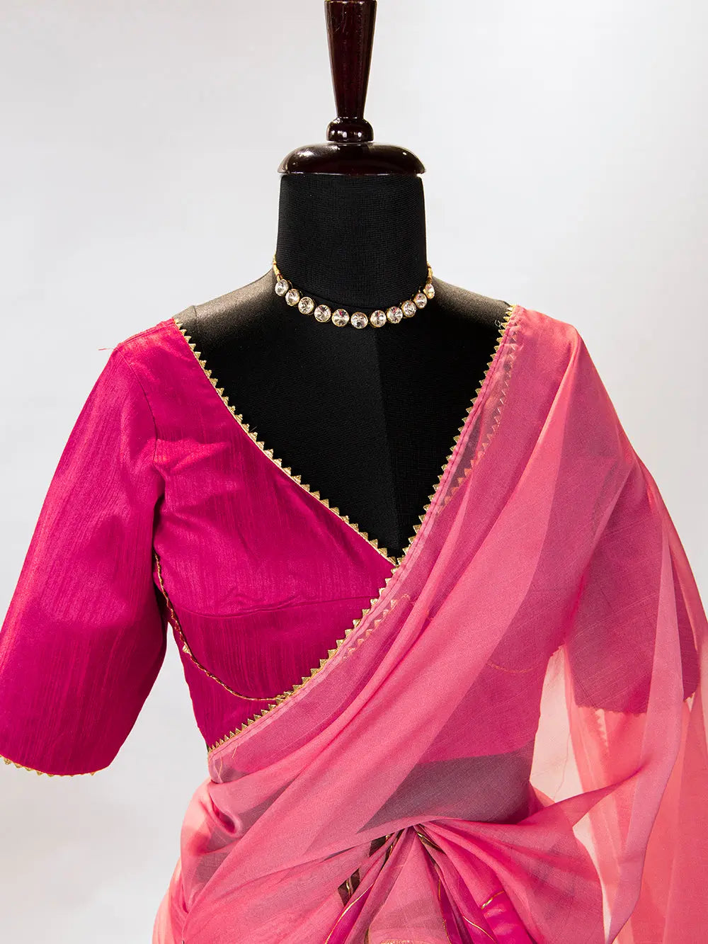 Blush Color Saree in Floral & Foil Print - Colorful Saree