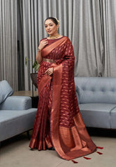 Brown Saree in Banarasi Silk - Colorful Saree