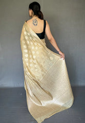 Chickoo color Saree in Cotton Muslin - Colorful Saree