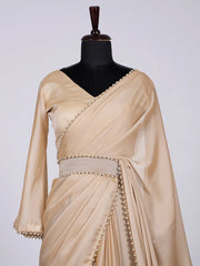 Cream Color Saree in Silk Material - Colorful Saree