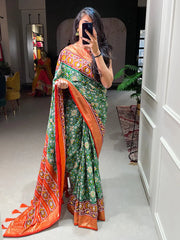 Green Color Patola Printed Dola Silk Saree - Colorful Saree