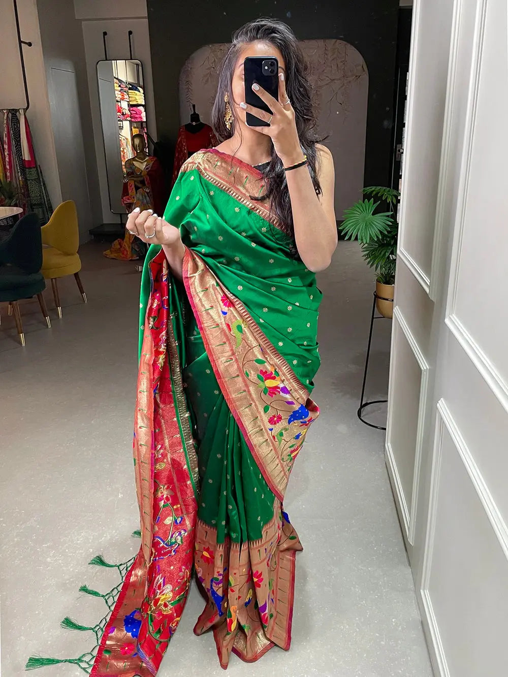 Green Color Weaving Zari Work Jacquard Silk Saree - Colorful Saree