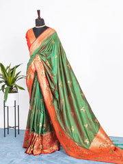 Green Color Weaving Zari Work Jacquard Silk Saree - Colorful Saree