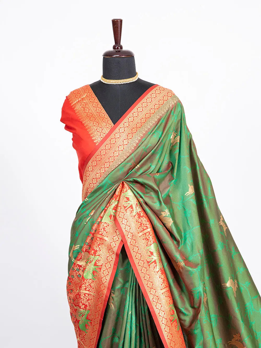 Green Color Weaving Zari Work Jacquard Silk Saree - Colorful Saree