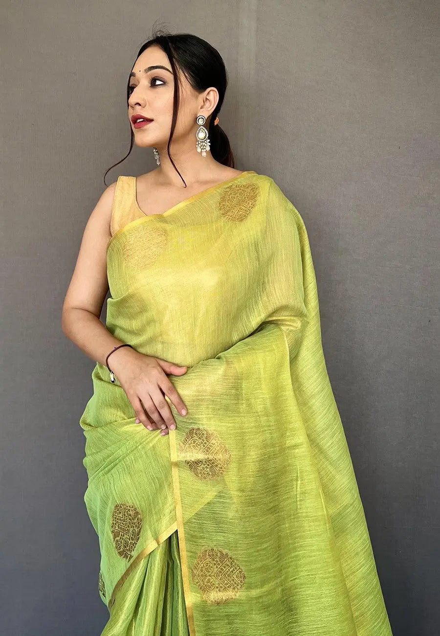 Green Gulabo Banarasi Tissue Silk Zari Woven Saree - Colorful Saree