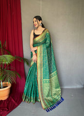 Green Rajkoti Patola Silk Woven Saree - Colorful Saree