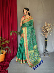Green Saree in Bandhej Patola Silk - Colorful Saree
