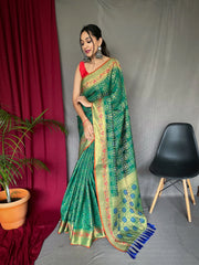 Green Saree in Bandhej Patola Silk - Colorful Saree