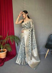 Grey Man Mohini Cotton Muslin Woven Saree - Colorful Saree