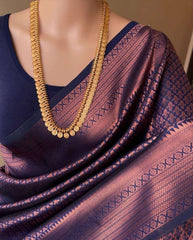 Appealing Navy Blue Soft Silk Saree With Demure Blouse Piece - Colorful Saree