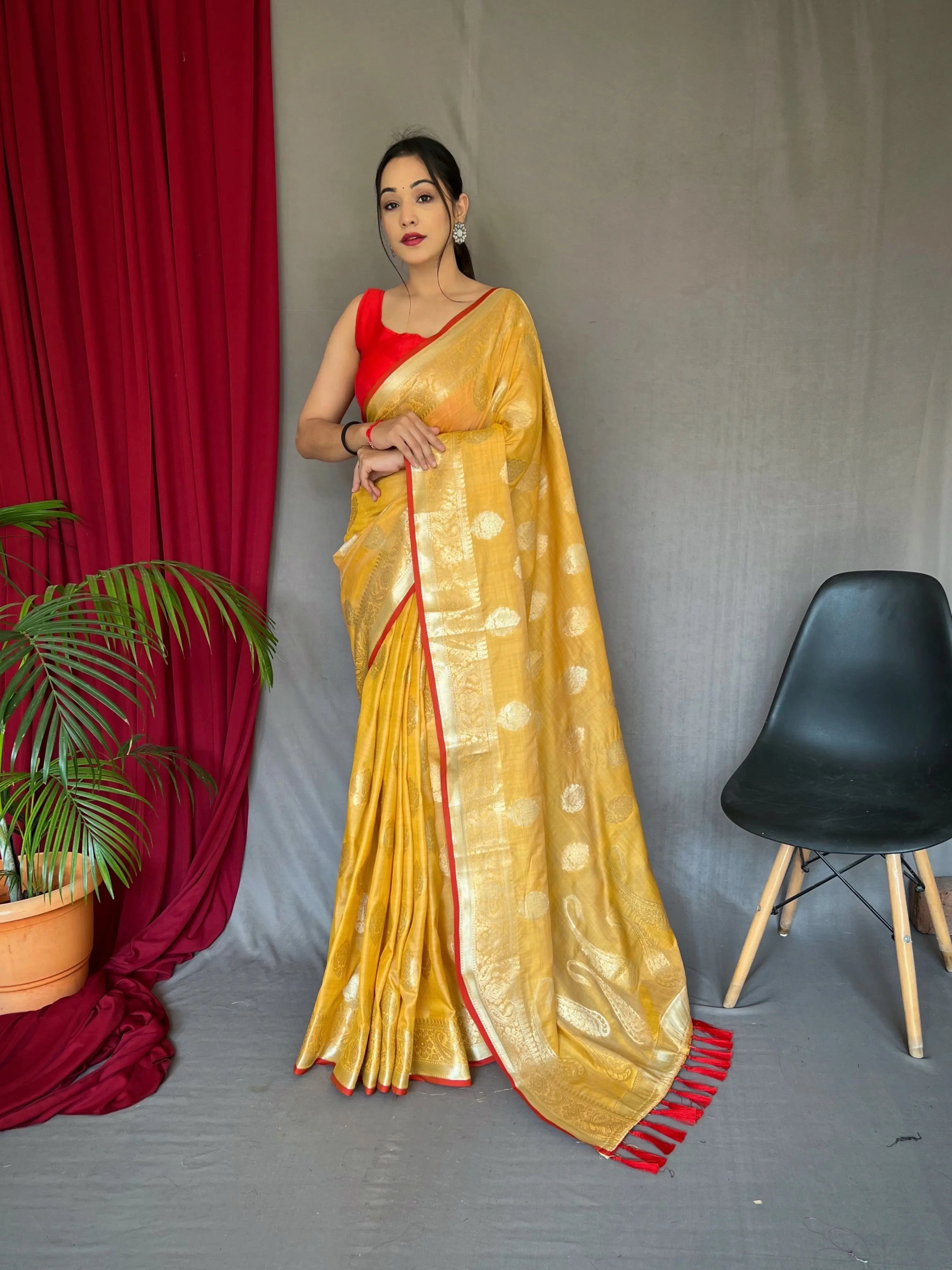 Kanika Cotton Silk Woven Saree Arylide Yellow - Colorful Saree