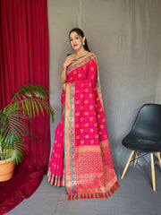 Kutch Patola Silk Woven Saree Hot Pink - Colorful Saree