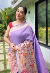 Lavender Gayatri Paithani Big Border Woven Saree - Colorful Saree