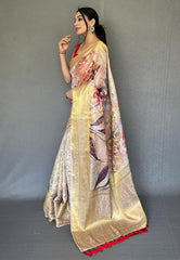 Light Lavender Banarasi Kora Organza Anokhi Digital Vol. 3 Printed Woven Saree - Colorful Saree