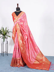 Light Pink Color Weaving Zari Work Jacquard Silk Saree - Colorful Saree