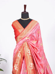 Light Pink Color Weaving Zari Work Jacquard Silk Saree - Colorful Saree