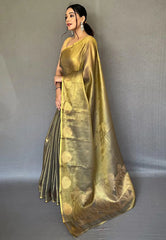 Mehendi Green Gulabo Banarasi Tissue Silk Zari Woven Saree - Colorful Saree