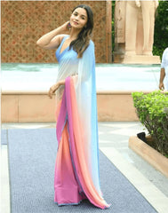 Ombre Color Shaded Alia Bhatt Saree - Colorful Saree